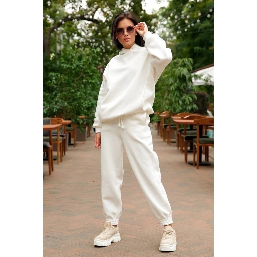 Daisy Hoodie and Sweatpants 2 Piece Tracksuit Set XLarge White Spandex Casual